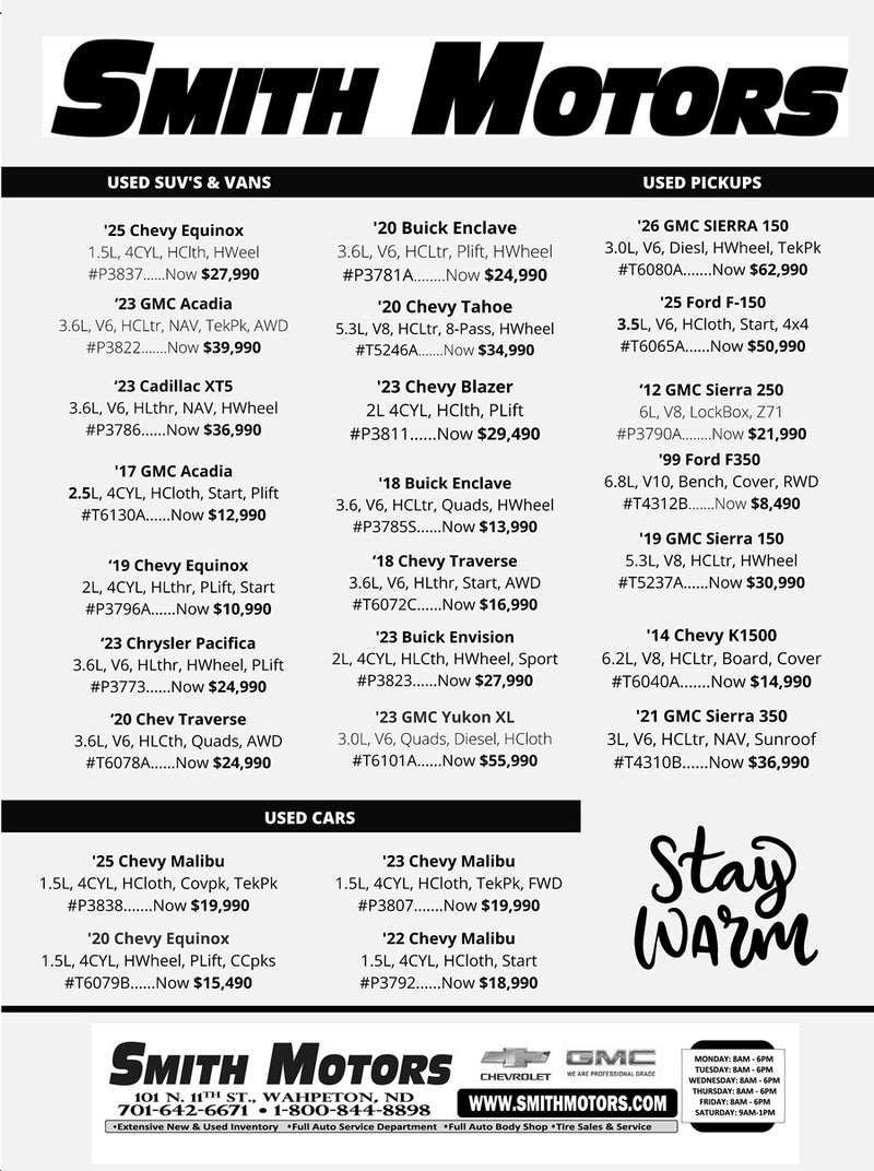 Smith Motors Inc. Weekly Ads in WAHPETON ND